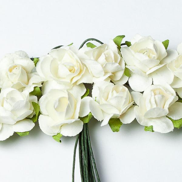 Розы, белые, 10 мм, 12 шт. :